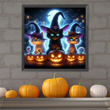 Load image into Gallery viewer, Diamond Painting - Full Square - Three kittens for Halloween (30*30CM)