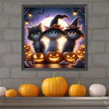 Load image into Gallery viewer, Diamond Painting - Full Square - Three kittens for Halloween (30*30CM)