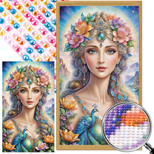 Load image into Gallery viewer, AB Diamond Painting - Full Round - Goddess of flowers and peacocks (40*70CM)
