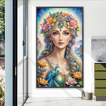 Load image into Gallery viewer, AB Diamond Painting - Full Round - Goddess of flowers and peacocks (40*70CM)