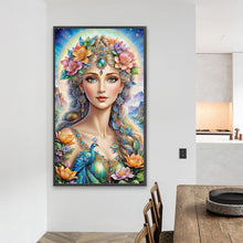 Load image into Gallery viewer, AB Diamond Painting - Full Round - Goddess of flowers and peacocks (40*70CM)