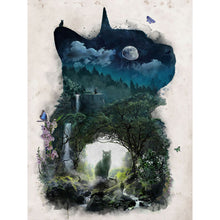 Load image into Gallery viewer, Diamond Painting - Full Round - Black cat silhouette (30*40CM)