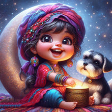 Load image into Gallery viewer, AB Diamond Painting - Full Round - Little girl with pet (40*40CM)