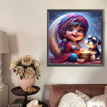 Load image into Gallery viewer, AB Diamond Painting - Full Round - Little girl with pet (40*40CM)