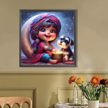 Load image into Gallery viewer, AB Diamond Painting - Full Round - Little girl with pet (40*40CM)