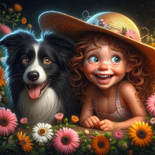 Load image into Gallery viewer, AB Diamond Painting - Full Round - Little girl with pet (40*40CM)