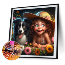 Load image into Gallery viewer, AB Diamond Painting - Full Round - Little girl with pet (40*40CM)