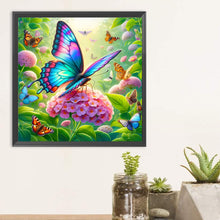 Load image into Gallery viewer, Diamond Painting - Full Round - Butterfly in the flowers (30*30CM)