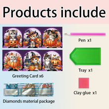 Load image into Gallery viewer, 6Pcs Halloween Cat Diamond Daily Wish Card Owl for Adults Holiday Friends Family