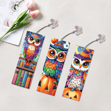 Load image into Gallery viewer, 3Pcs Special Shape Halloween Owl Diamond Painting Bookmark for Book Lovers