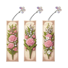 Load image into Gallery viewer, 3Pcs Special Shape Rose Bouquet Diamond Painting Bookmark for Book Lovers