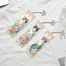 Load image into Gallery viewer, 3Pcs Special Shape Cat Flower Diamond Painting Bookmark for Book Lovers