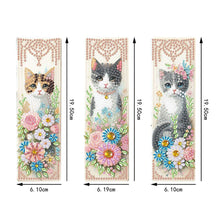 Load image into Gallery viewer, 3Pcs Special Shape Cat Flower Diamond Painting Bookmark for Book Lovers