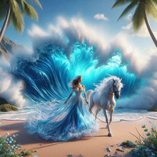 Load image into Gallery viewer, Diamond Painting - Full Round - Seaside wave girl (40*40CM)