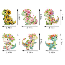 Load image into Gallery viewer, 6Pcs Acrylic Special Shape Floral Dinosaur Fridge Stickers for Car Mailbox Decor