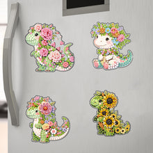Load image into Gallery viewer, 6Pcs Acrylic Special Shape Floral Dinosaur Fridge Stickers for Car Mailbox Decor