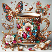 Load image into Gallery viewer, Diamond Painting - Partial Special Shaped - Gorgeous butterfly coffee (30*30CM)