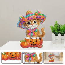 Load image into Gallery viewer, Acrylic Shaking Head Pumpkin and Cat Diamond Painting Desktop Ornaments