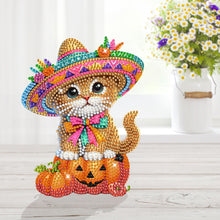 Load image into Gallery viewer, Acrylic Shaking Head Pumpkin and Cat Diamond Painting Desktop Ornaments