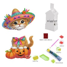 Load image into Gallery viewer, Acrylic Shaking Head Pumpkin and Cat Diamond Painting Desktop Ornaments