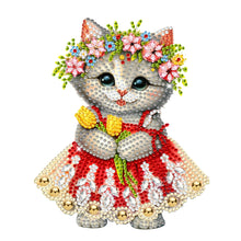 Load image into Gallery viewer, Acrylic Shaking Head Cat and Flower DIY Diamond Painting Desktop Ornaments