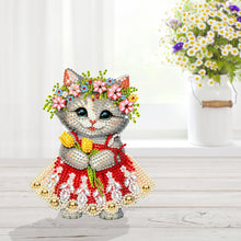Load image into Gallery viewer, Acrylic Shaking Head Cat and Flower DIY Diamond Painting Desktop Ornaments
