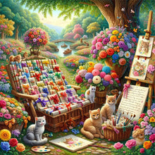 Load image into Gallery viewer, Diamond Painting - Full Round - Cat Garden (40*40CM)