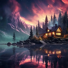 Load image into Gallery viewer, Diamond Painting - Full Round - Aurora in the Lakeside Cottage (40*40CM)