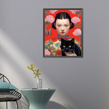 Load image into Gallery viewer, AB Diamond Painting - Full Round - Cat and Girl (40*50CM)