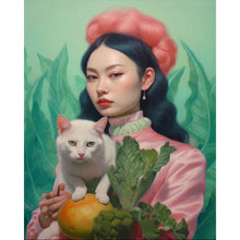 Load image into Gallery viewer, AB Diamond Painting - Full Round - Cat and Girl (40*50CM)