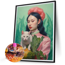 Load image into Gallery viewer, AB Diamond Painting - Full Round - Cat and Girl (40*50CM)