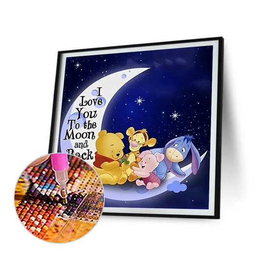 Diamond Painting - Full Round - Winnie the Pooh and his friends on the moon (40*40CM)