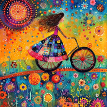 Load image into Gallery viewer, Diamond Painting - Full Round - Girl riding a bicycle (40*40CM)