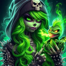 Load image into Gallery viewer, Diamond Painting - Full Round - Girl with green hair (40*40CM)