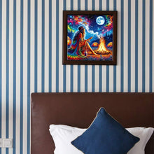 Load image into Gallery viewer, Diamond Painting - Full Round - Girl camping at night (50*50CM)