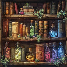 Load image into Gallery viewer, Diamond Painting - Full Round - Books on magic bookshelf (50*50CM)