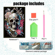 Load image into Gallery viewer, 5D Diamond Painting Notebook DIY Diamond Art Dairy Book Kits (Rose Skull)