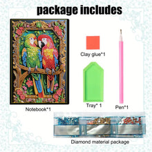 Load image into Gallery viewer, 5D Diamond Painting Notebook DIY Diamond Art Dairy Book Kits for Adults(Parrot)