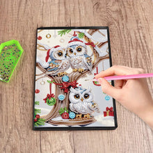 Load image into Gallery viewer, 5D Diamond Painting Notebook DIY Diamond Art Dairy Book Kits (Christmas Owl)