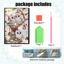 Load image into Gallery viewer, 5D Diamond Painting Notebook DIY Diamond Art Dairy Book Kits (Christmas Owl)