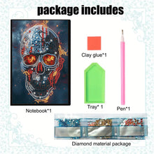Load image into Gallery viewer, 5D Diamond Painting Notebook DIY Diamond Art Dairy Book Kits (Fire Skull)