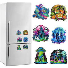 Load image into Gallery viewer, 6Pcs Acrylic Special Shape Halloween Diamond Painting Refrigerator Magnets