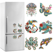 Load image into Gallery viewer, 6Pcs Acrylic Special Shape Flowers and Animal Diamond Painting Fridge Magnets