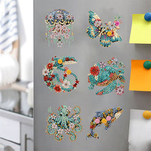 Load image into Gallery viewer, 6Pcs Acrylic Special Shape Flowers and Animal Diamond Painting Fridge Magnets