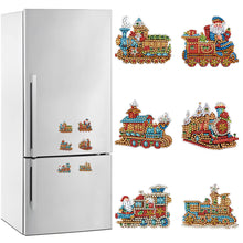 Load image into Gallery viewer, 6Pcs Special Shape Xmas Train Diamond Painting Fridge Magnets for Home Decor