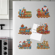 Load image into Gallery viewer, 6Pcs Special Shape Xmas Train Diamond Painting Fridge Magnets for Home Decor