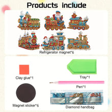 Load image into Gallery viewer, 6Pcs Special Shape Xmas Train Diamond Painting Fridge Magnets for Home Decor