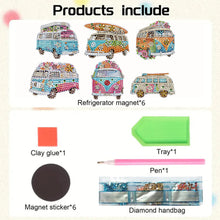 Load image into Gallery viewer, 6Pcs Special Shape Bus Train Diamond Painting Fridge Magnets for Home Decor