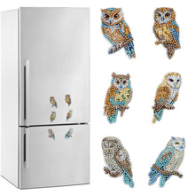 Load image into Gallery viewer, 6Pcs Special Shape Owl on Branch Diamond Painting Fridge Magnets for Home Decor