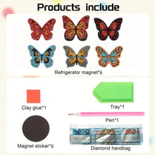 Load image into Gallery viewer, 6Pcs Special Shape Butterfly Diamond Painting Fridge Magnets for Home Decor